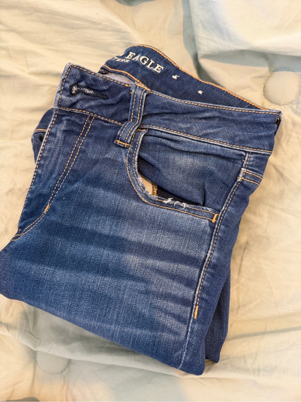 American Eagle Outfitters Blue Skinny Jeans with Contrast Stitching